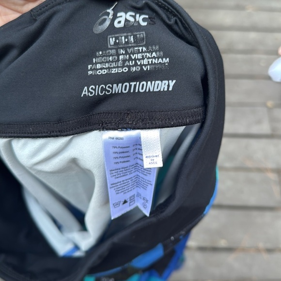 Asics Women’s Capri Leggings in Blue and Black Geometric Pattern size M - Picture 3 of 4